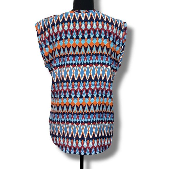 J. Crew Cap Sleeve Abstract Print Scoop Neck Blouse Size 10 Woman’s - Picture 3 of 10